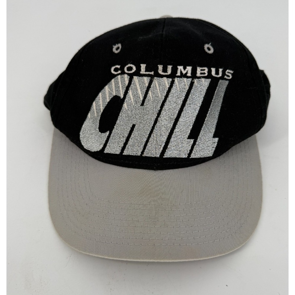 Vintage Columbus Chill Hat Cap Snap Back Black Gray ECHL Hockey Ohio 90s